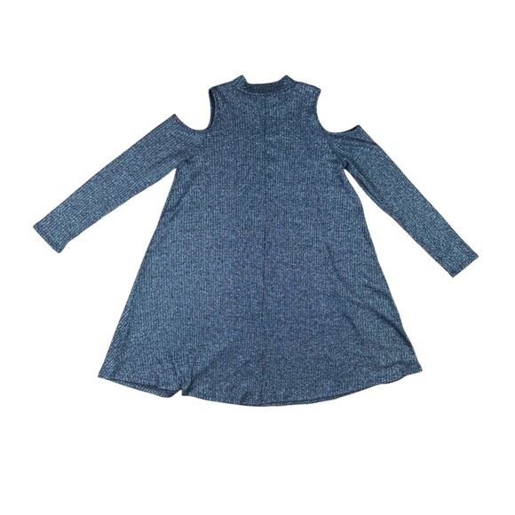 Soprano Gray & Silver Sparkle Cold Shoulder Long Sleeve Knit Swing Dress - Picture 8 of 10